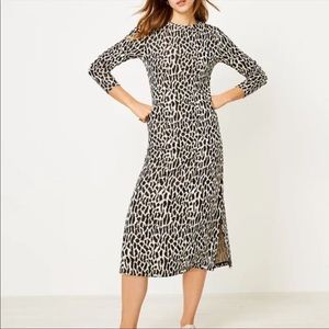 Loft Animal Spotted Midi Dress  NWT Size L